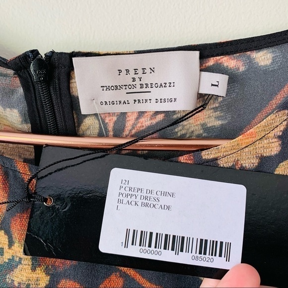 Preen Black Brocade Floral Ruched Dress Large - Picture 4 of 7